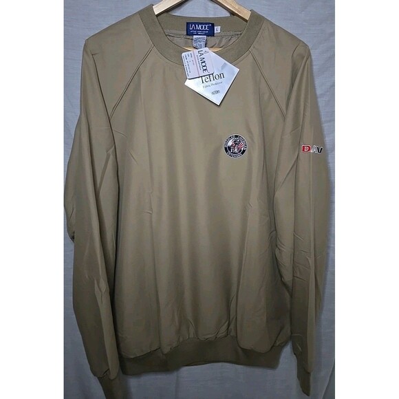 Vtg La Mode Active Sportswear Windbreaker Golf, Sz Large, DA Veterans, Tan, NWT - Picture 1 of 9
